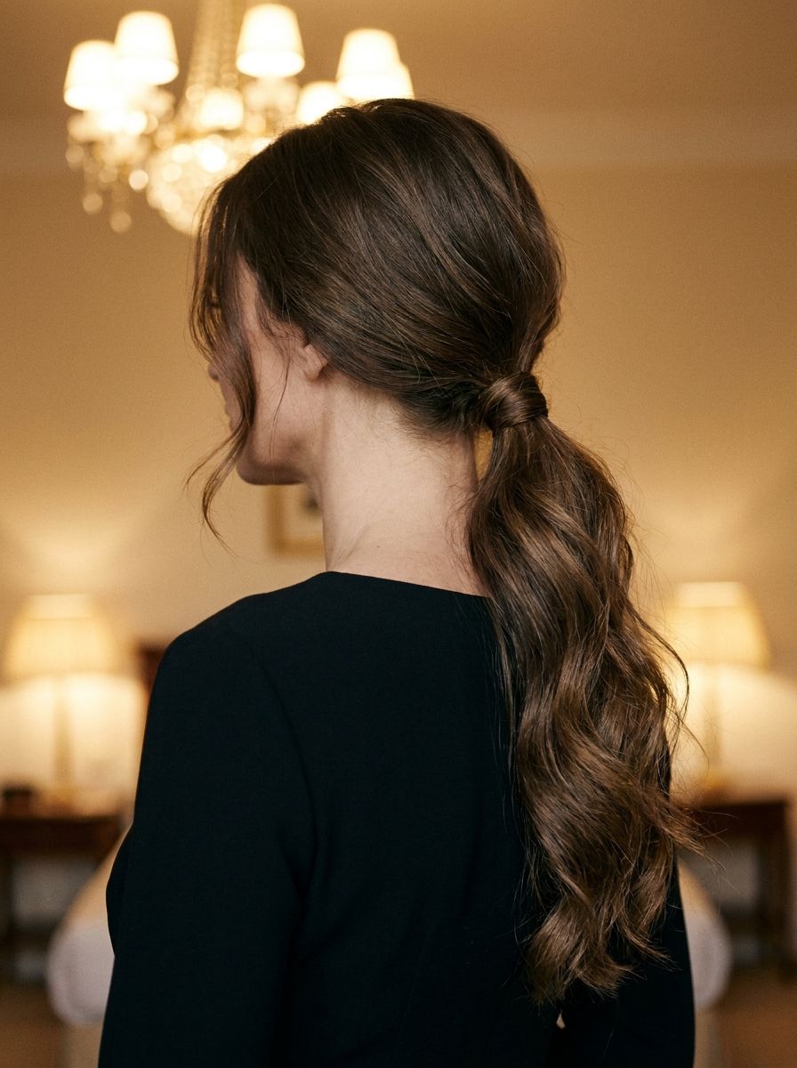 Tiefer Pferdeschwanz mit Wellen - Festliche Frisuren lange Haare